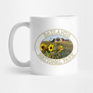 Sunflowers at Badlands National Park in South Dakota Mug